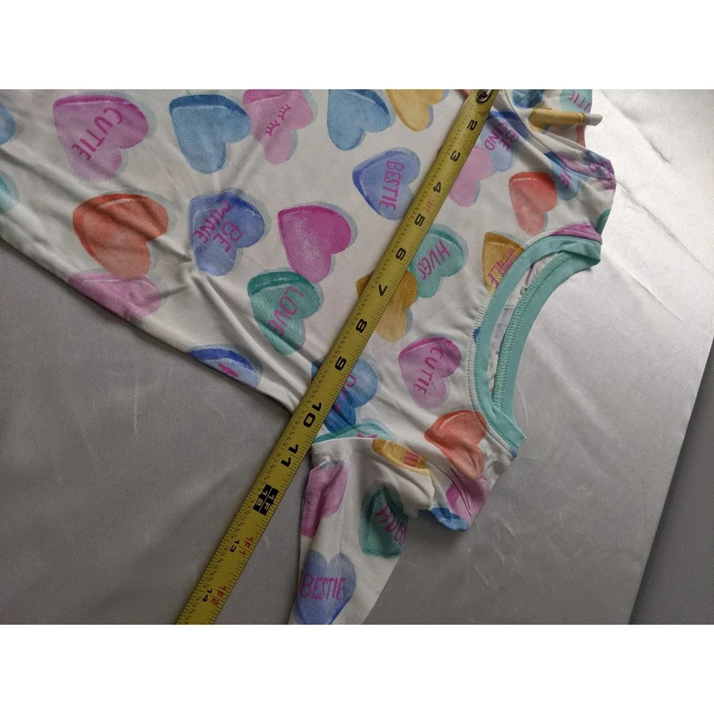 Little Sleepies Conversation Heart Bamboo Pajama Set 4T Pastel Valentine PJs NEW
